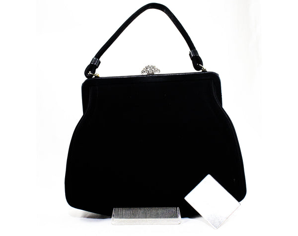 1950s Large Black Purse - 50's Lewis Fine Suede Bag - Mid Century Hand –  Vintage Vixen Clothing