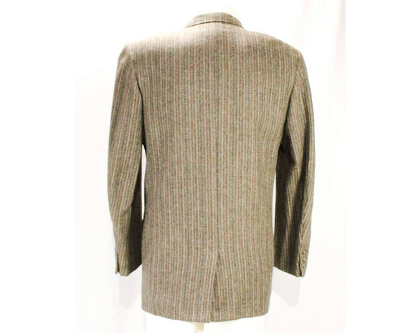 Large Men's Suit Jacket - 1950s 60s Gray Wool Tweed Blazer