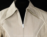 Size 6 Pant Suit - European Metro Mod 1970s Pantsuit - Striped Khaki & White Cotton Track Jacket and Pant - 1970s 80s Trouser Set - NWT