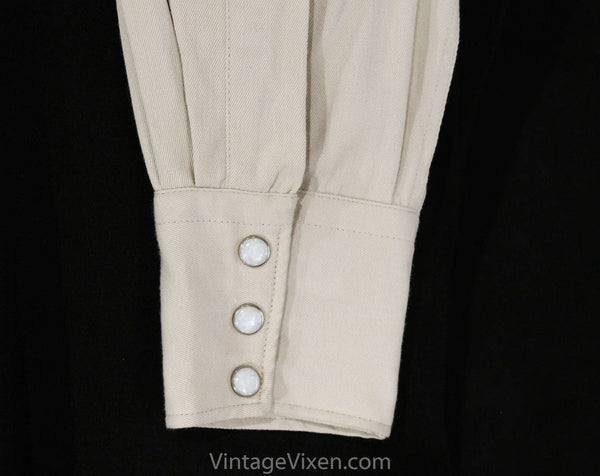 Men's Small 1940s Rayon Shirt - Handsome 40s Khaki Tan
