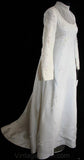 Size 10 Wedding Dress with Train - Exquisite White Shantung 1960s Empire Bridal Gown with Radiant Pearls - Bianchi - Bust 35.5 - 31792-1