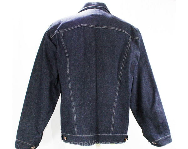 XL Men's 1980s Denim Jacket - 80s Dark Indigo Blue Jean