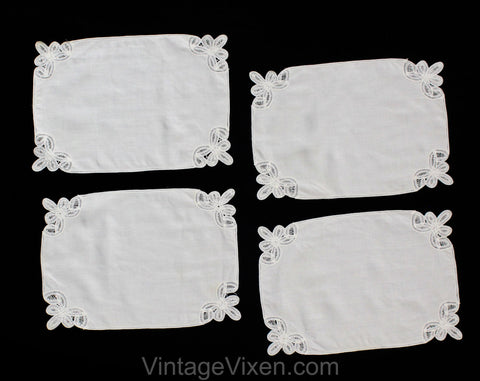 Battenberg Lace Place Mats Set of 4 - Fine White Cotton Dinner