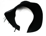 Black 60s Floppy Hat - Wide Brim Furry Felt with Sequin Trim - Dramatic 1960s Mohair Velour Millinery with Street Chic Style - Fall Winter