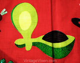 1950s Vegetables Novelty Print Fabric - Over 1 Yard x 36 Inches Wide - Veggies Fruit Mid Century 50s Kitchen - Avocado Cucumber Strawberries