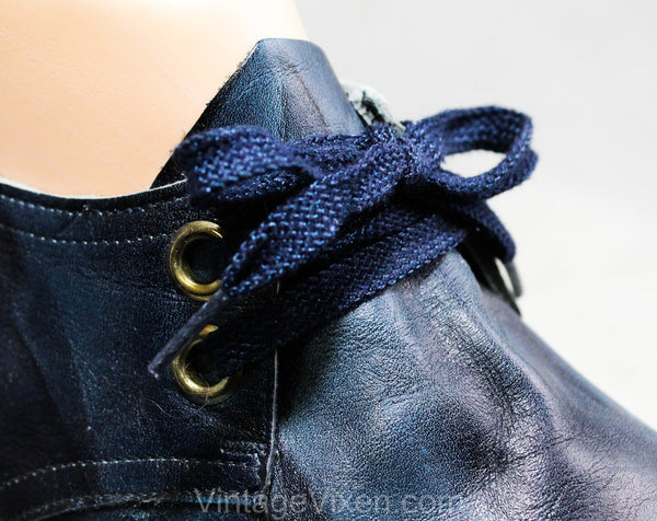 Size 3 Retro Blue 1960s Sneakers - Childrens Teens 60s 70s