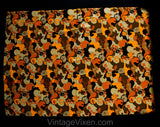 60s Mod Fabric - 1.6 Yards x 44.5 Inches - Orange Red Brown Black - Modernist 1960s Psychedelic Thin Summer Cotton Yardage - Fine Poplin