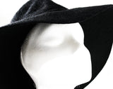 Black 60s Floppy Hat - Wide Brim Furry Felt with Sequin Trim - Dramatic 1960s Mohair Velour Millinery with Street Chic Style - Fall Winter