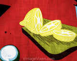 1950s Vegetables Novelty Print Fabric - Over 1 Yard x 36 Inches Wide - Veggies Fruit Mid Century 50s Kitchen - Avocado Cucumber Strawberries
