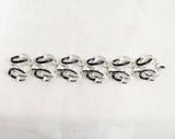 Silver Flourish Bracelet - 1960s 70s Curving Elegant Metal Lines - Classic Office Jewelry - Bright Silvertone & Black Lyrical Curves - 50402