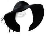 Black 60s Floppy Hat - Wide Brim Furry Felt with Sequin Trim - Dramatic 1960s Mohair Velour Millinery with Street Chic Style - Fall Winter