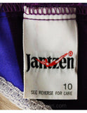 Size 4 Bathing Suit - 70s Teal Blue & Violet Purple Slant Stripe Small Swimsuit by Jantzen - Diagonal Striped - Bust 33.5 to 35.5 - 35085-1
