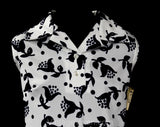 Size Large 60s Floral Summer Dress - Size 14 Sleeveless 1960s Navy Blue & White Knit - Polo Neck - Preppy Cute Mod - NWT Deadstock - Bust 41