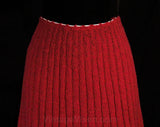 Size 6 1940s Skirt - Sweater Girl 40s Small Wool Knit A-Line Skirt - Lipstick Pink Nubby Texture - Radiant Fluted Ribbing - Waist 26 to 30