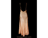 Size 6 1930s Full Slip - Small 30s Bias Cut Rayon Backless Slip - Long Evening Ankle Length - Peach Pink Movie Star Lingerie - Bust 34