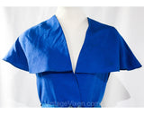 Small 1930s Jacket with Figural Birds Buckle - Authentic 30's Cobalt Blue Silk Wrap - Romantic Shawl Collar - Brocade Belt - Early Plastic