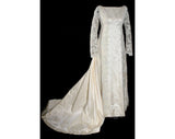 Size 8 Wedding Dress - Exquisite 1960s Peau du Soie Bridal Gown with Pearls & Lace - Priscilla of Boston Deadstock - Bust 34.5 - 31837-1