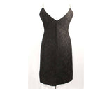 Large 1950s Black Cocktail Dress - Size 12 Fitted Lace Hourglass by Lilli Diamond - Rhinestone Straps - 50s Designer Glamour Girl - Waist 31