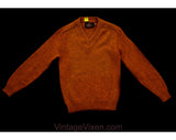 1960s Boy's Sweater - Child Size 10 Burnt Orange Wool Mohair Pullover - Classic Retro Long Sleeve Autumn Knit Top - NWT Deadstock - Chest 30
