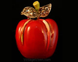 Red Apple Pin by 'ART' - Brooch - Fall - Red - Metal - 1960s - Fruit - Novelty Pin - Giftable - 35597-1