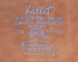 1 Pair 50s Seamless Stockings in Original Box - 1950s Hosiery by Burlington Ballet - Beige Taupe - Size 10 1/2 15 Denier - Sheer Thigh Highs