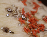 Rare Lilli Ann Swing Coat - 50s 60s Orange Coral Reef Branches & Rhinestones with Beadwork and Gold Sequins - Ivory Mohair - Medium