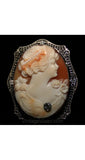 Exquisite Edwardian Habille Cameo in 14KT Filigree Frame - Antique Gold Pin - Brooch - Converts to Necklace - Gibson Girl Look - 28052-1