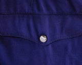 Men's Medium Rockabilly Pants - 1940s Indigo Blue Purple Gabardine Western Trouser - 40s Country Band Musician Stage Wear - Waist 33 x 28.75