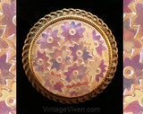 Opalescent Lustre Starflower Earrings & Dress Clip - Pink Pastel Glass 1950s Floral Motif - 50s Demi Parure - Pearlescent - 33999