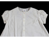 Vintage Baby's Dress - Size 3 to 6 Months - White Cotton with Pastel Pink & Blue Embroidery - Infant Girl's Chemise - Sweet Antique Look