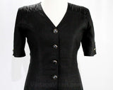 Size 12 Valentino Linen Dress - Beautiful Black Short Sleeve 80s Sheath - Made in Italy Miss V Label - Large Spring Summer - Bust 40.5