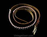 Large 1980s Banana Republic Belt - 80s Boho Native Tribal Style Tooled Leather Beadwork & Metal Buckle - Size 12 to 14 - Waist 30 to 34