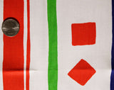 60s Mod Cotton Fabric - Over 3 Yards x 44.5 Inches - 1960s Canvas Yardage - Red White Blue Green Stripes & Geometric Shapes - B. Altman