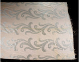 9 Yards 40s Satin Brocade Fabric - Elegant 1940s Rayon Neutral Upholstery Weight Yardage - Putty Pink & Light Gray Deco Flourish Scrollwork