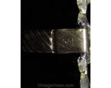 Gold Hue Metal Bracelet - 1960s 70s Lyrical Metal "Weave" Effect Linked Jewelry - Goldtone Brassy Loops - 2 Inches Wide - SAC - 50513