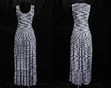 XXS Missoni Dress - Navy & White Sleeveless Knit Shirt with Maxi Skirt - Size 000 Boho Summer Designer Dress Set - Made in Italy - Bust 30