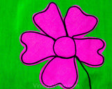 Size 8 1960s Summer Dress - Lime Green Cotton Sleeveless Sheath with Pink & Yellow Daisy Flower Appliques - Bright and Sunny - Bust 36