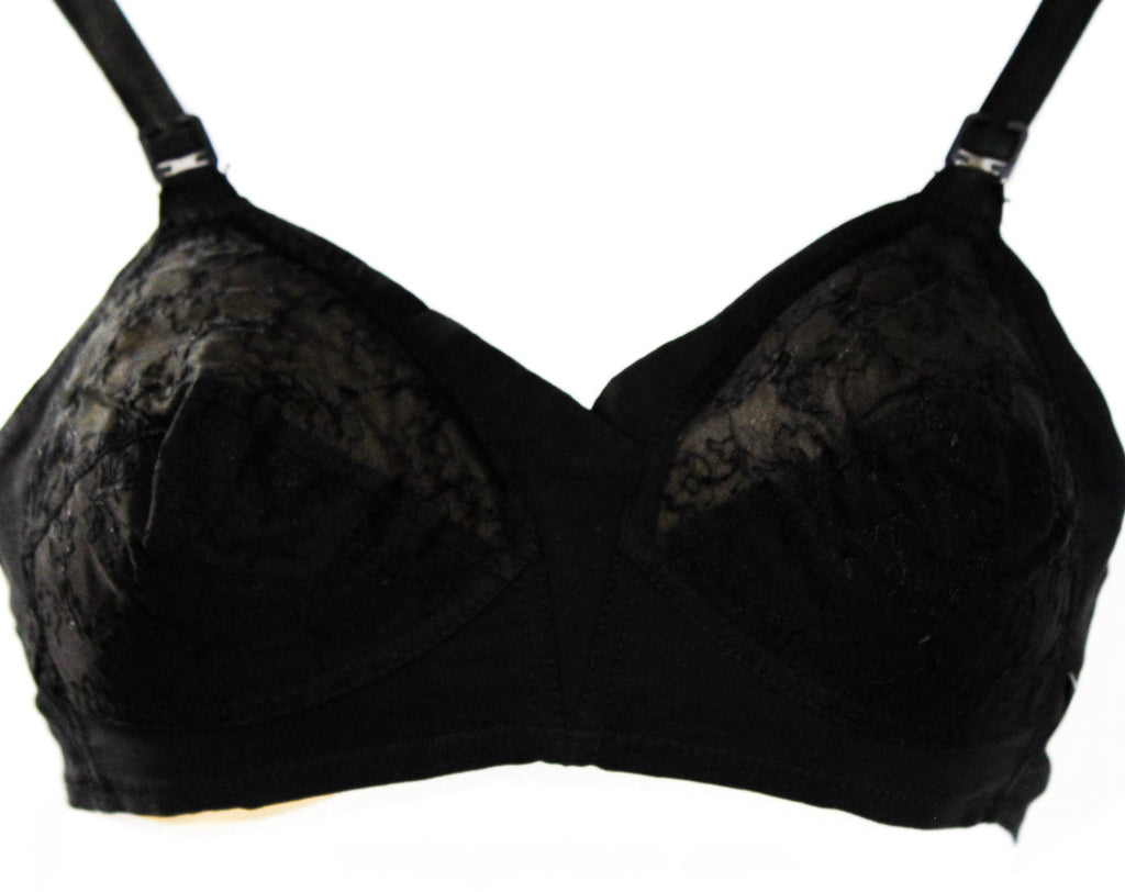 1960s 36A Bra - ca. 1963 Perky Black Bra with Floral Embroidery & Half – Vintage  Vixen Clothing