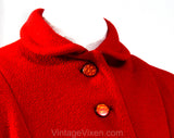 Size 12 Red Princess Coat - Beautiful Authentic 1950s Large Winter Wool Overcoat with Full Skirt & Shotcloth Lining - 50s Glam - Waist 29.5