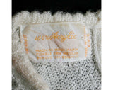 Size 8 White Sweater - Pretty Pointelle 80s Knit Top with Beribboned Detail - 1980s Valley Girl - Winter - Spring - Bust 36.5 - 39211-1