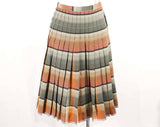 Size 6 Brown Plaid Skirt - Autumn Hued Wool 50s Pleated A-Line - Completely Reversible - 1950s Schoolgirl Toffee Tan Gray Black - Waist 26.5
