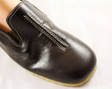 Size 9 Brown Shoes - Unworn 60s Platform - 1960s Mod Leather Pumps - Rounded Toe - Top Stitching - Wedge Heel - NOS 60's Deadstock - 9W Wide