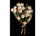 Pretty Silver Filigree Flowers Pin - Made In Italy - Brooch - Spring 1940s Italian Deadstock Jewelry - 800 Fine Silver - Original Box 40129
