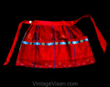 1950s Ballerina Reversible Apron with Swag Border Print - 50s Novelty Print Red Half Apron - Edgar Degas - Medium Large - NOS Deadstock