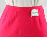 Size 4 1950s Shocking Pink Pencil Skirt - Small Vivid Marilyn Style Office Skirt - Tailored 1950s 60s Sexy Secretary Style - Waist 24.5