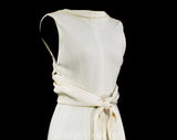 Size 8 Designer Dress - Minimalist 1960s Ivory White Crepe Cocktail by Donald Brooks - Goddess Style Wrap - Gorgeous Quality - Waist 26.5