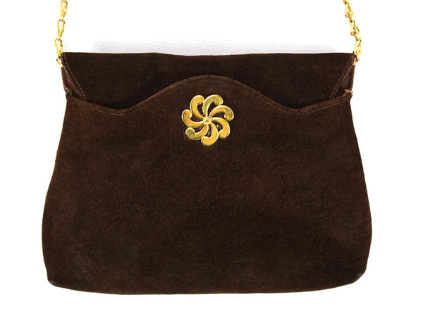 60s Brown Shoulder Bag - Brassy Gold Chain Strap - Chocolate Leather - –  Vintage Vixen Clothing