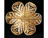 Airy 10KT Gold & Silver Filigree Pin with Carnelian Detail - Made In Italy - 50s Brooch - Spring - Orange - Italian - Deadstock - 40130-1