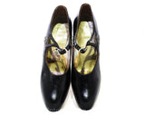As Is Deco 1920s Shoes with Cutwork - Size 5.5 Authentic 20s 30s Black Leather Pumps - Cutouts & Triangle Open Sides - Rare NOS Deadstock
