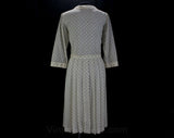 Large 20s Style Designer Dress by Ted Lapidus - Size 12 1980s Retro with 1920s Look - Black & Ivory Deco Chevron Wool - Shirtwaist - Bust 38